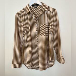 Hawthorne Button Down Plaid Top NWOT Womens XS Pocket